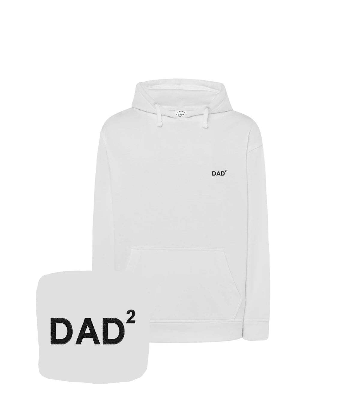 Biała bluza z haftem DAD² - doskonały prezent na Dzień Ojca, haft komputerowy z oryginalnym wzorem