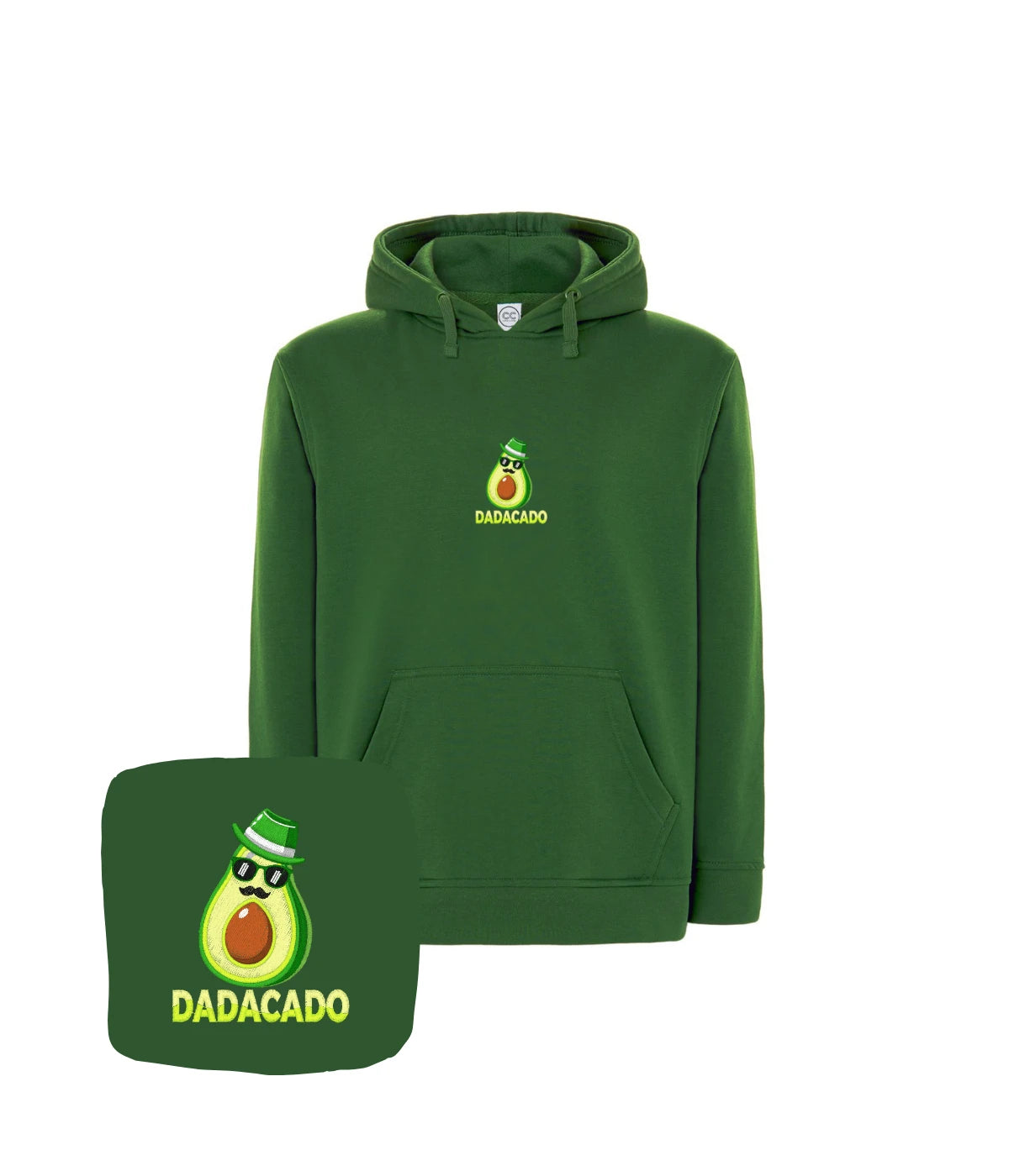 Ciemnozielona bluza z haftem Dadacado z awokado w kapeluszu - prezent na rozśmieszanie z haftem