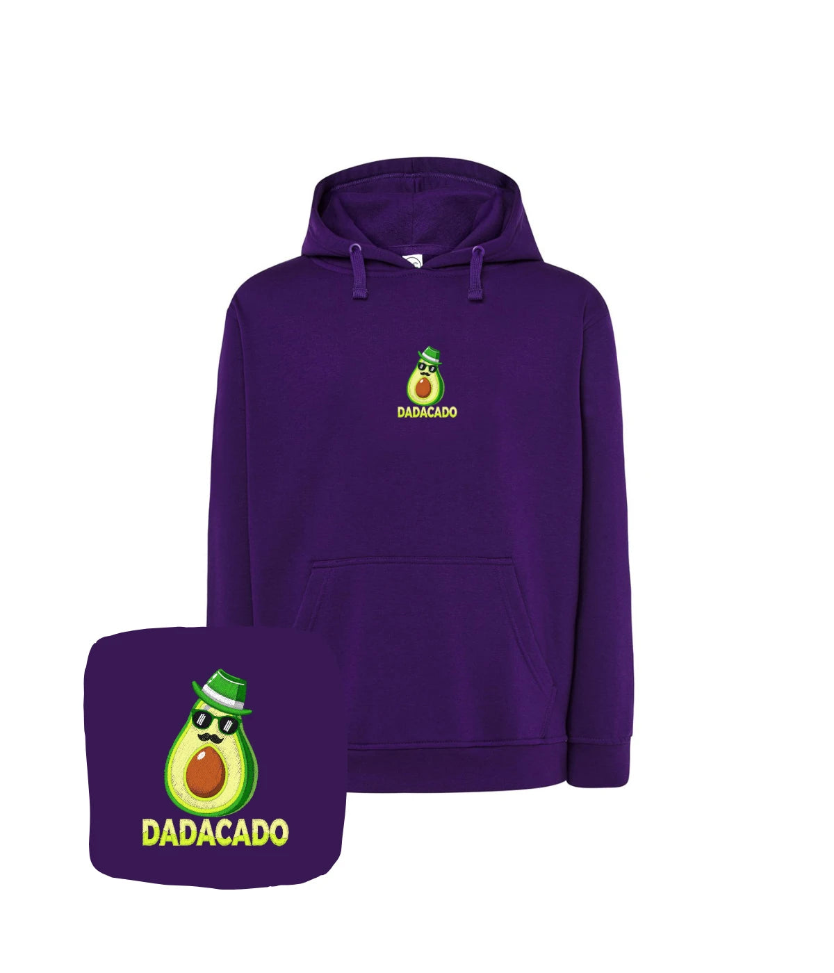 Fioletowa bluza z haftem Dadacado - śmieszny prezent dla niej, awokado z kapeluszem i okularami