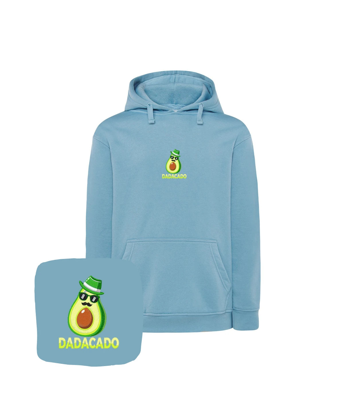 Niebieska bluza z haftem Dadacado z awokado w stylu cartoon - humorystyczny prezent z haftem