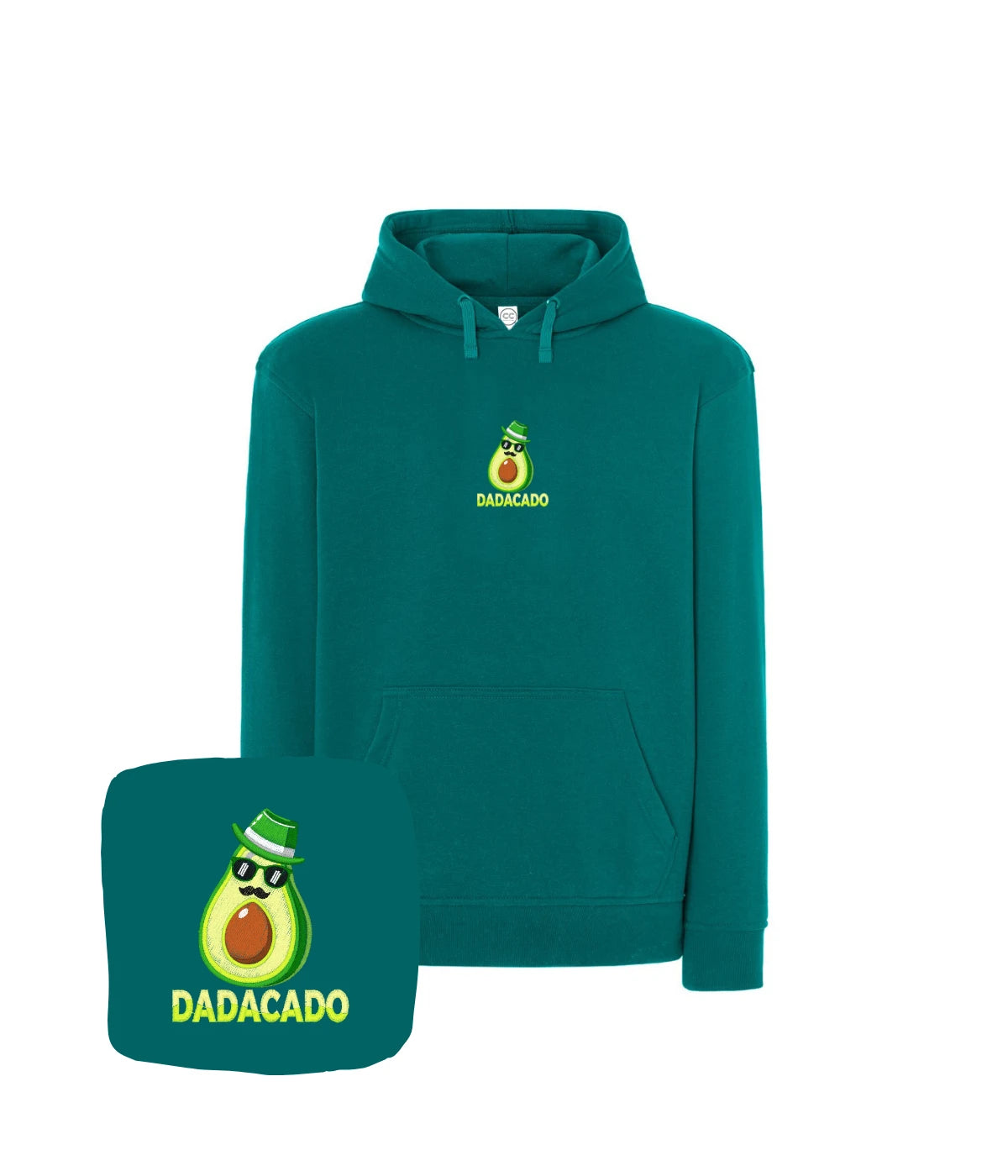 Petrolowa bluza z kapturem z haftem Dadacado - śmieszny prezent dla fana awokado z haftem komputerowym