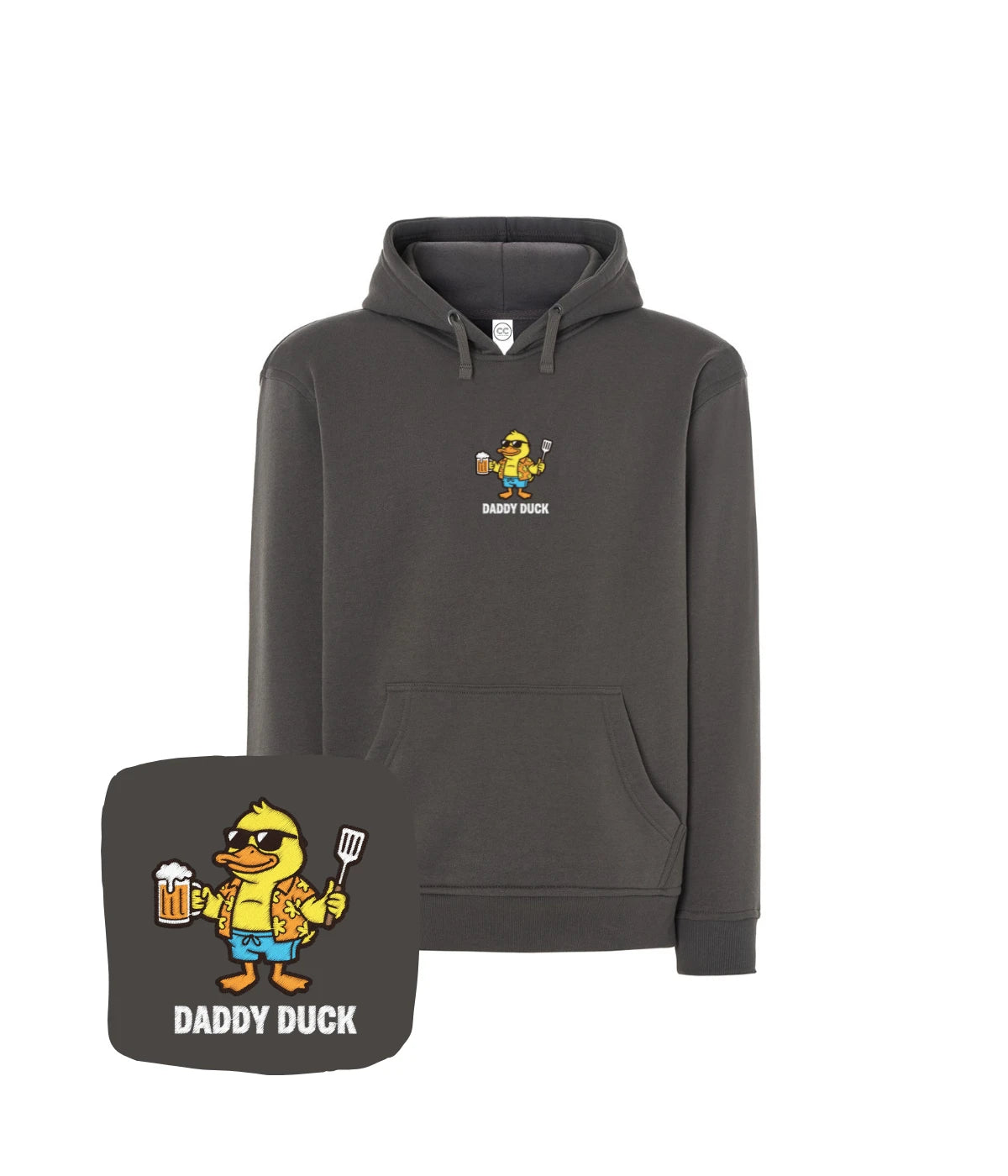 Antracytowa bluza z haftem Daddy Duck - świetny prezent na imprezę, haft komputerowy