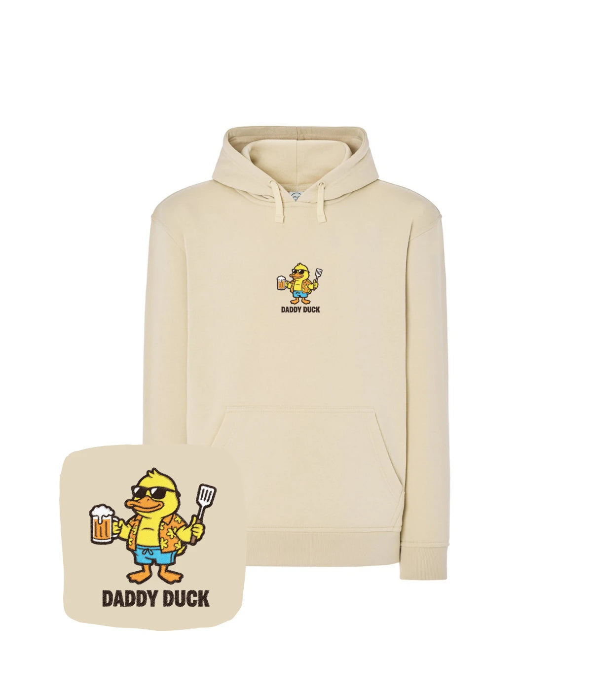 Beżowa bluza z haftem Daddy Duck - prezent dla fana grillowania, świetny na lato
