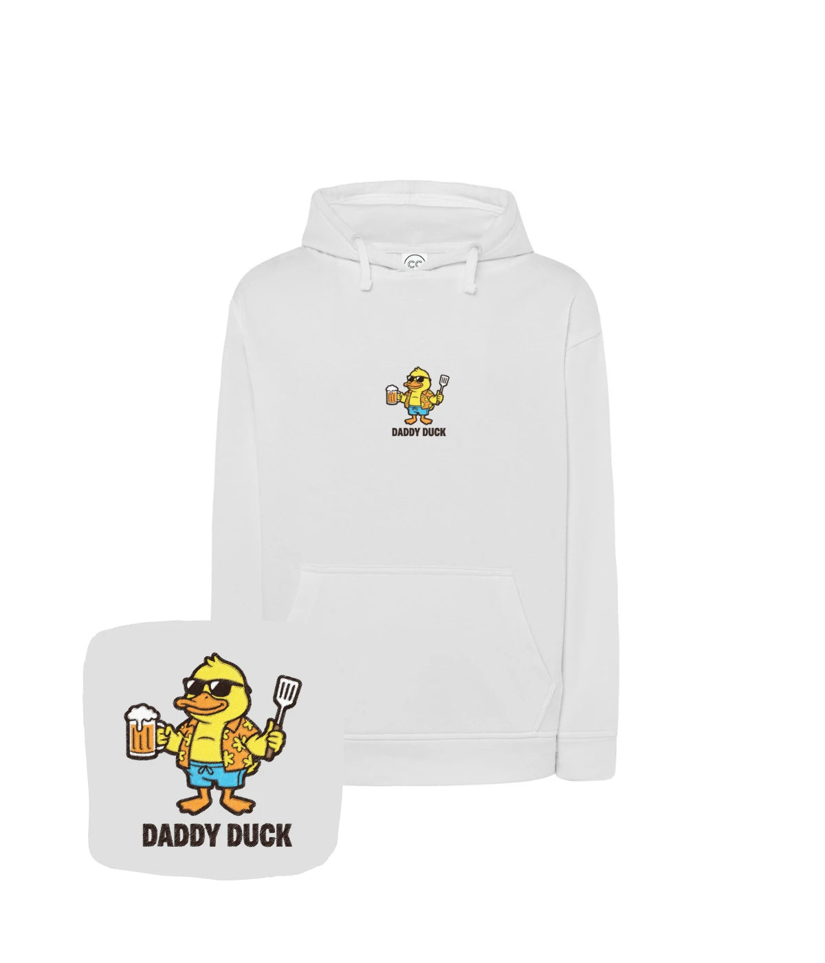 Biała bluza z haftem Daddy Duck - świetna na wakacje, doskonała jako prezent z humorem
