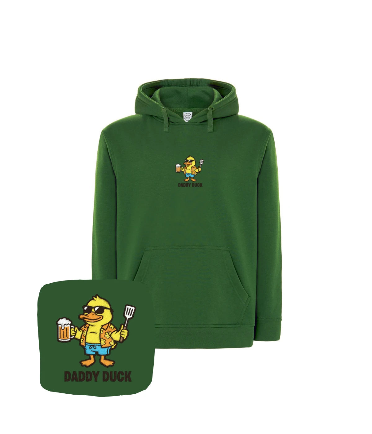 Ciemnozielona bluza z haftem Daddy Duck - prezent dla ojca, haft komputerowy na każdą okazję