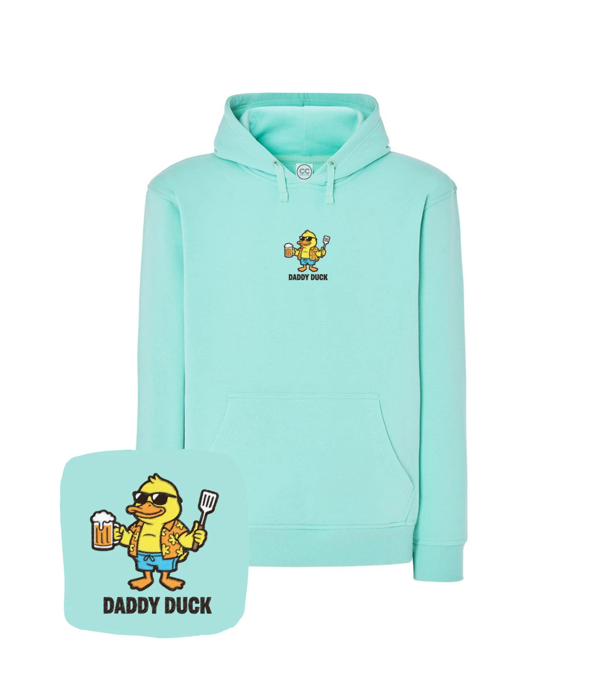 Miętowa bluza z haftem Daddy Duck - świetny prezent na grilla, haft komputerowy od 1 sztuki