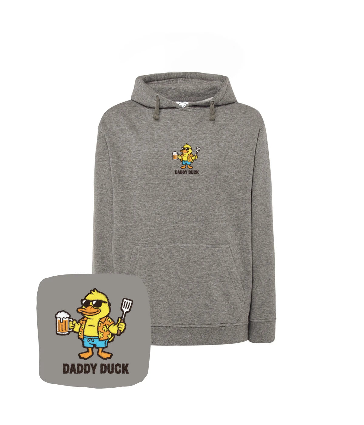 Szary melanż bluza z haftem Daddy Duck - dla piwosza, haft komputerowy na każdą okazję