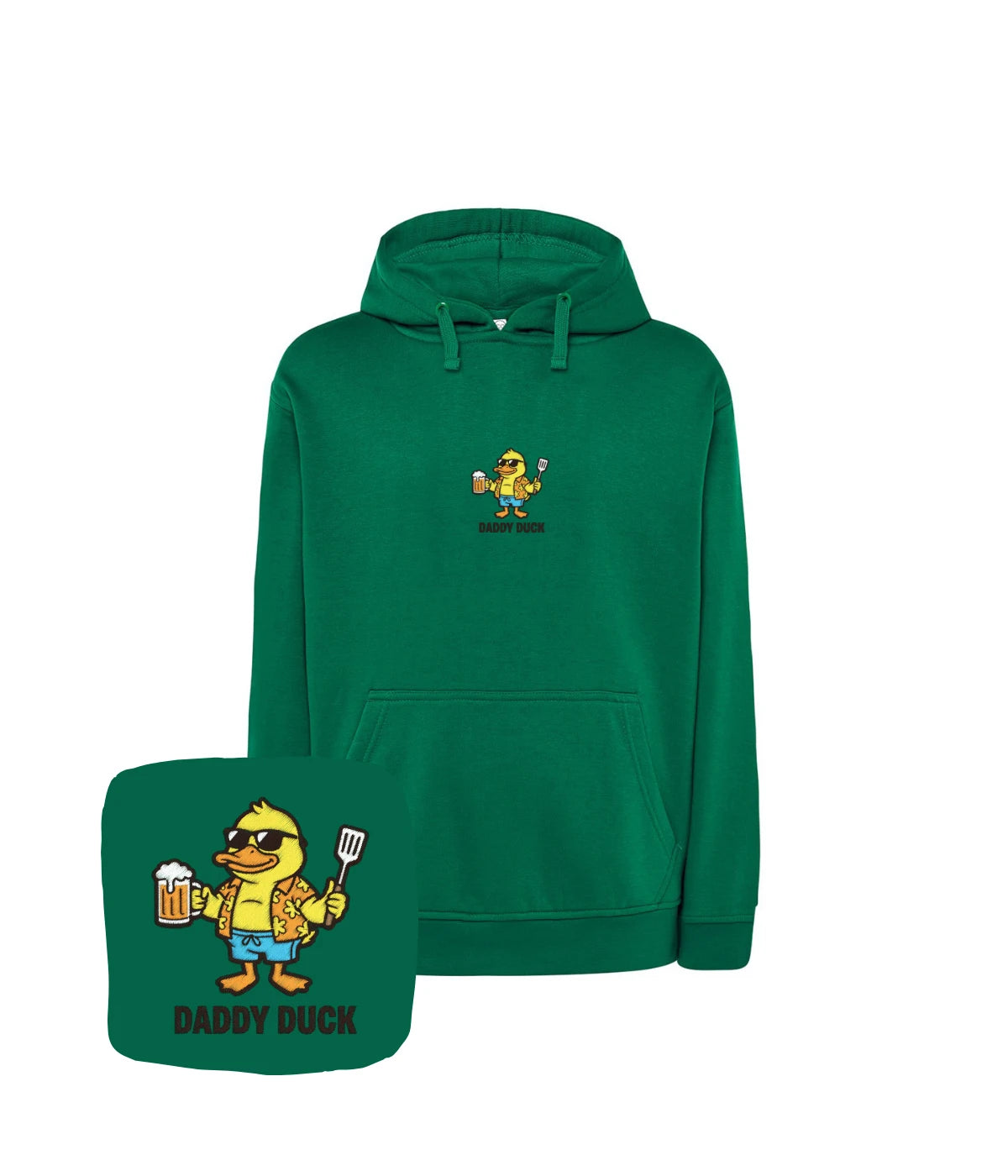 Zielona bluza z haftem Daddy Duck - oryginalny prezent z haftem komputerowym