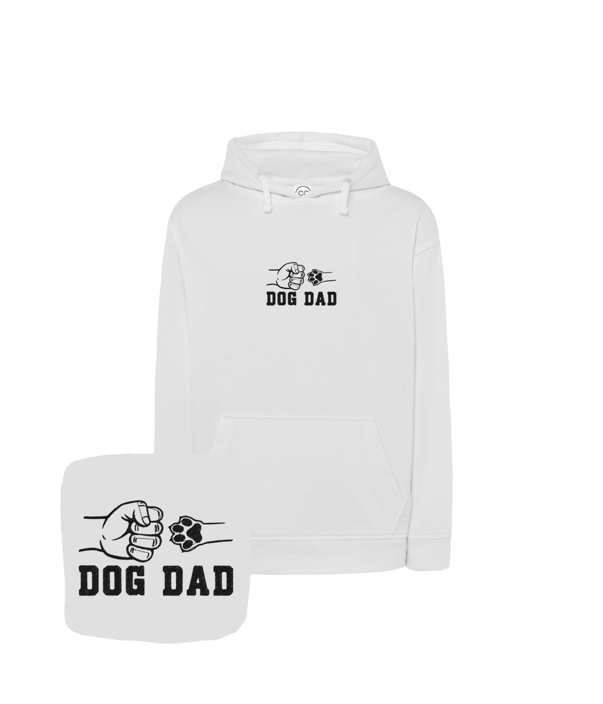 Biała bluza z haftem Dog Dad, elegancki wybór dla psiarza, haft komputerowy na każdą okazję