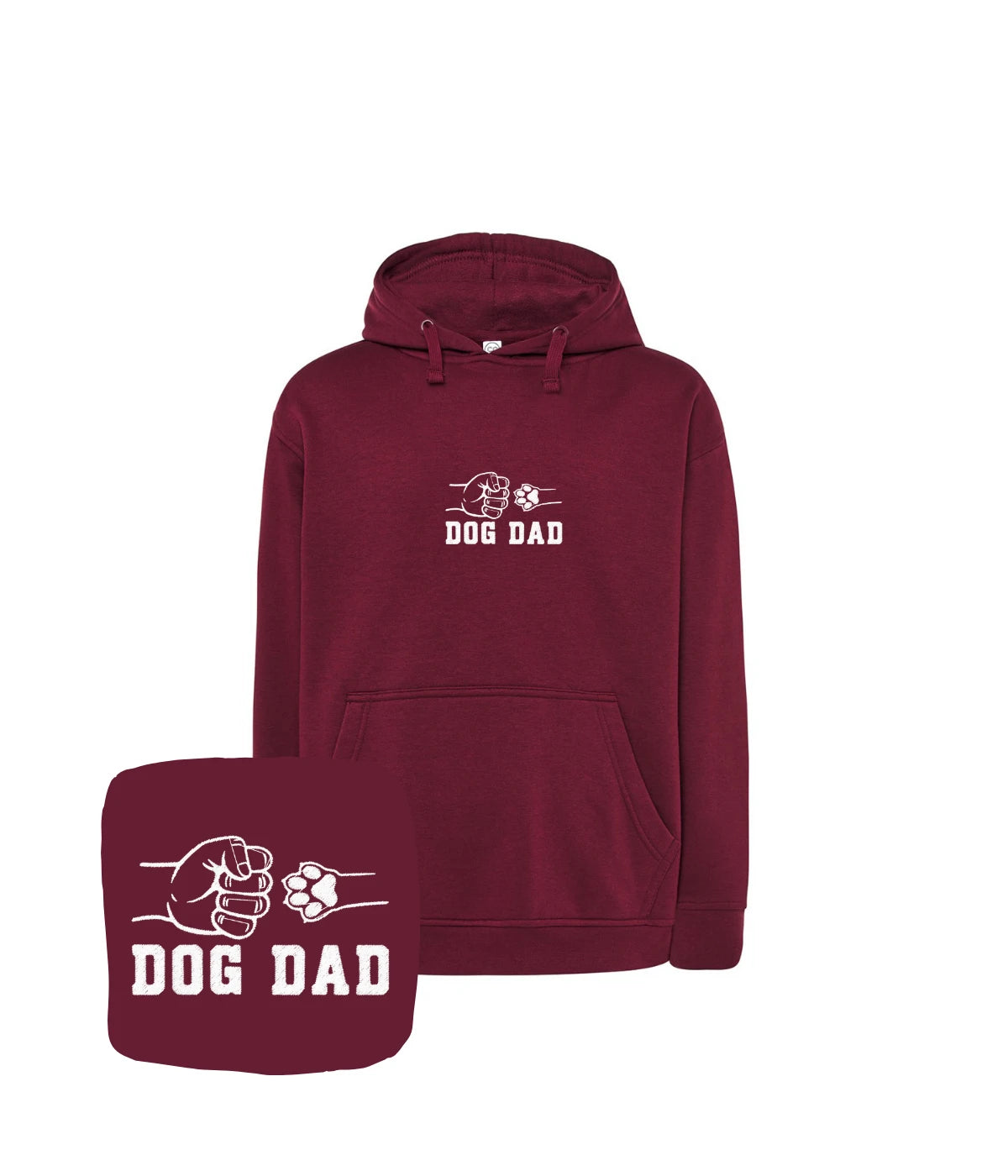 Bordowa bluza z haftem Dog Dad - intrygujący wybór na prezent, haft komputerowy, unikatowy design