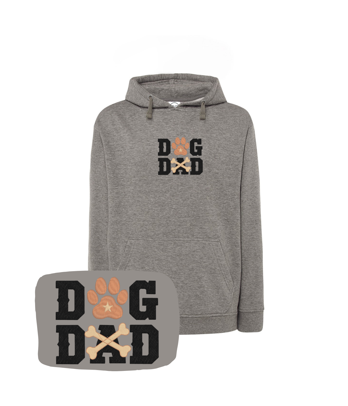 Ciemnoszara bluza z haftem Dog Dad - koszulka dla właściciela czworonoga z haftem psiej łapy.