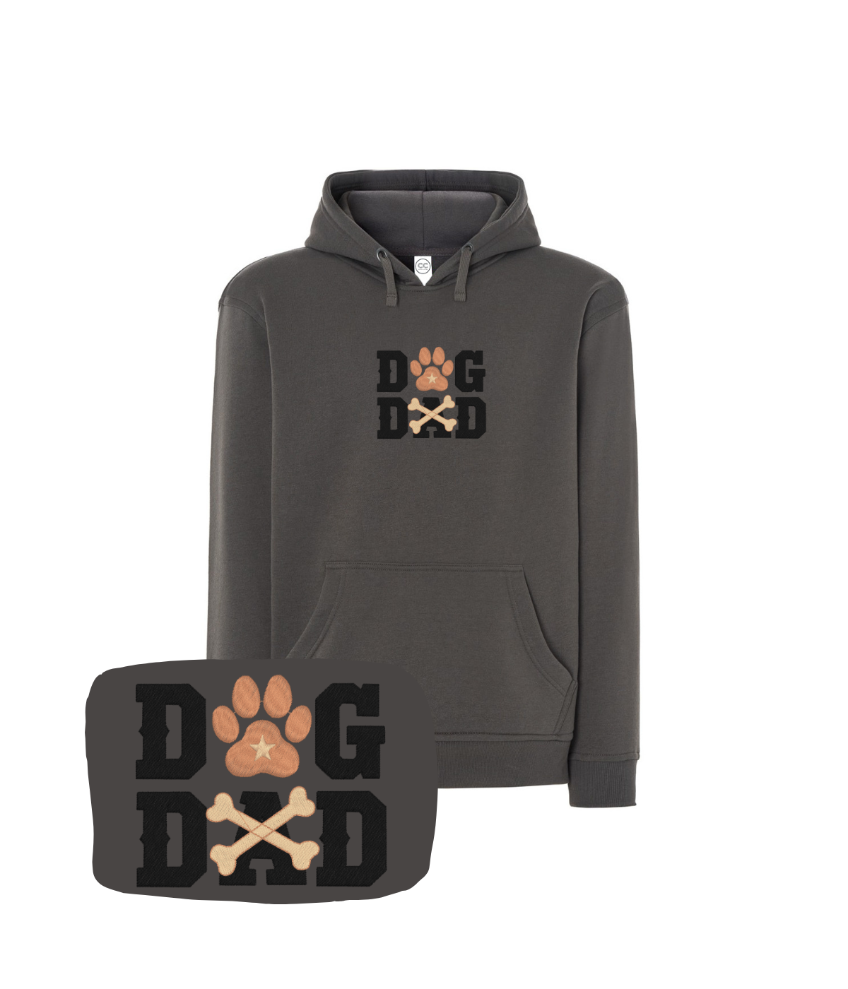 Grafitowa bluza z haftem Dog Dad - elegancki prezent dla psiego opiekuna, z pawprint haftem.