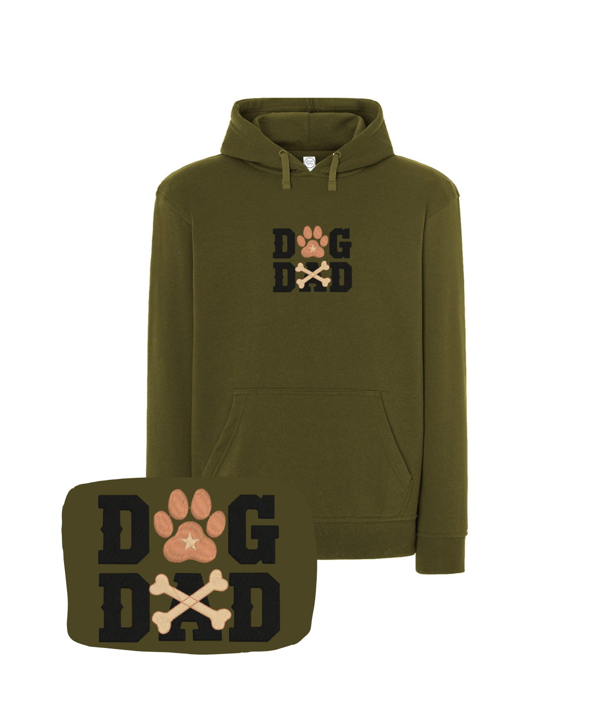 Oliwkowa bluza z haftem Dog Dad - koszulka dla psiego taty z charakterystycznym haftem.