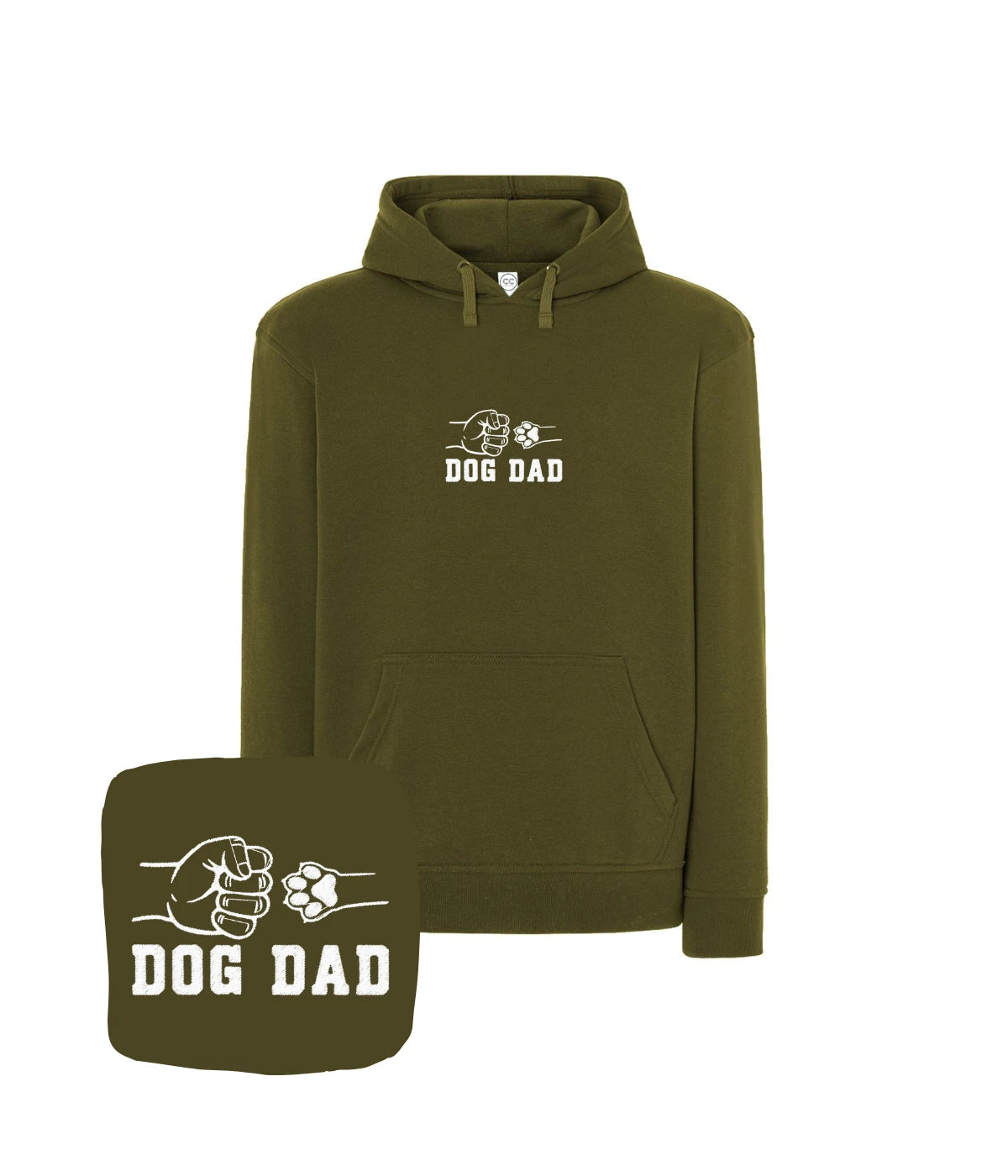 Oliwkowa bluza z haftem Dog Dad, znakomity prezent dla taty psa, haft komputerowy, wytrzymały materiał