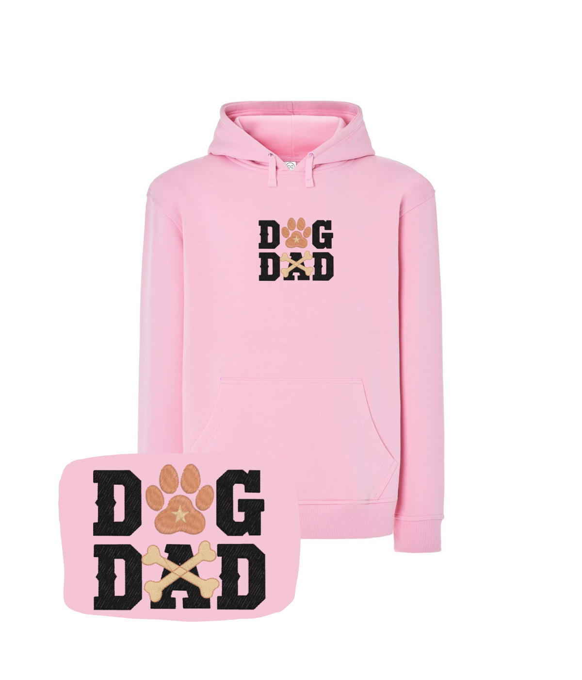 Różowa bluza z haftem Dog Dad - uroczy prezent z motywem psiej łapy, haft łapki i kości.