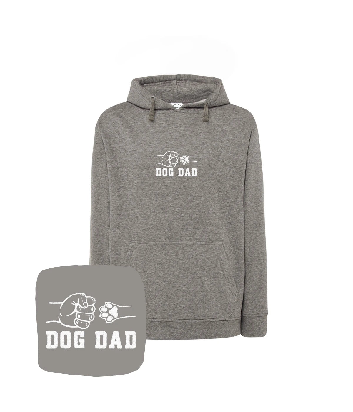 Szara bluza z haftem Dog Dad, komfortowy prezent dla miłośników psów, haft komputerowy, styl casual
