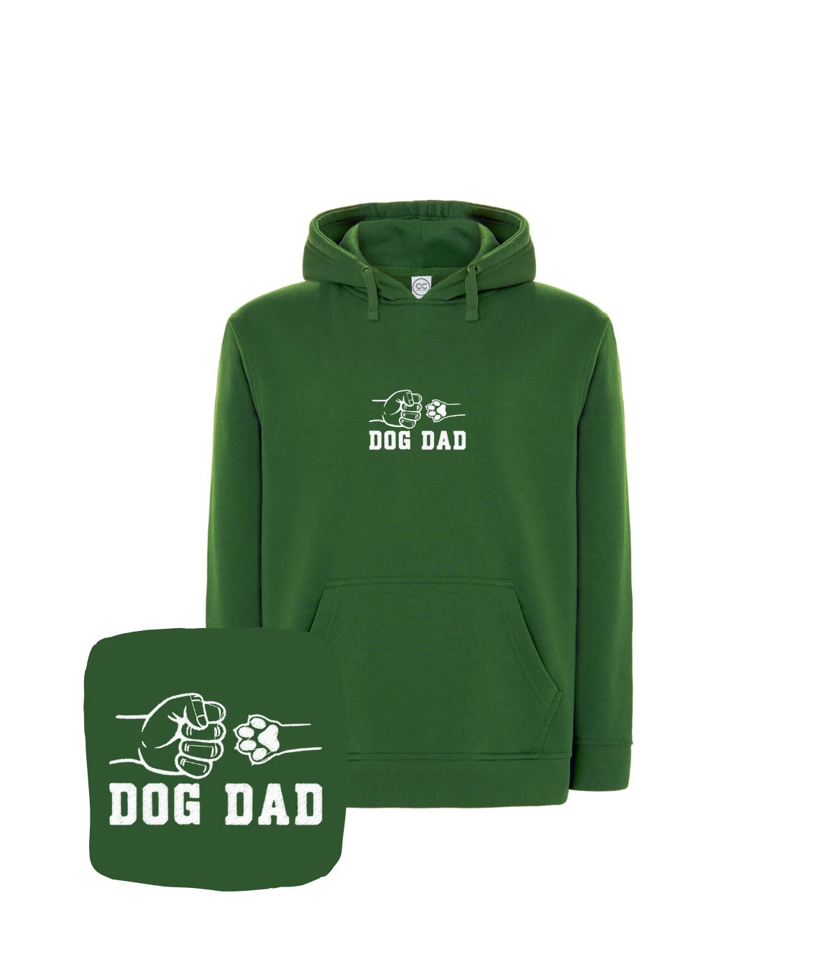 Zielona bluza z haftem Dog Dad - stylowy prezent dla właściciela psa, haft komputerowy, ekologiczny materiał