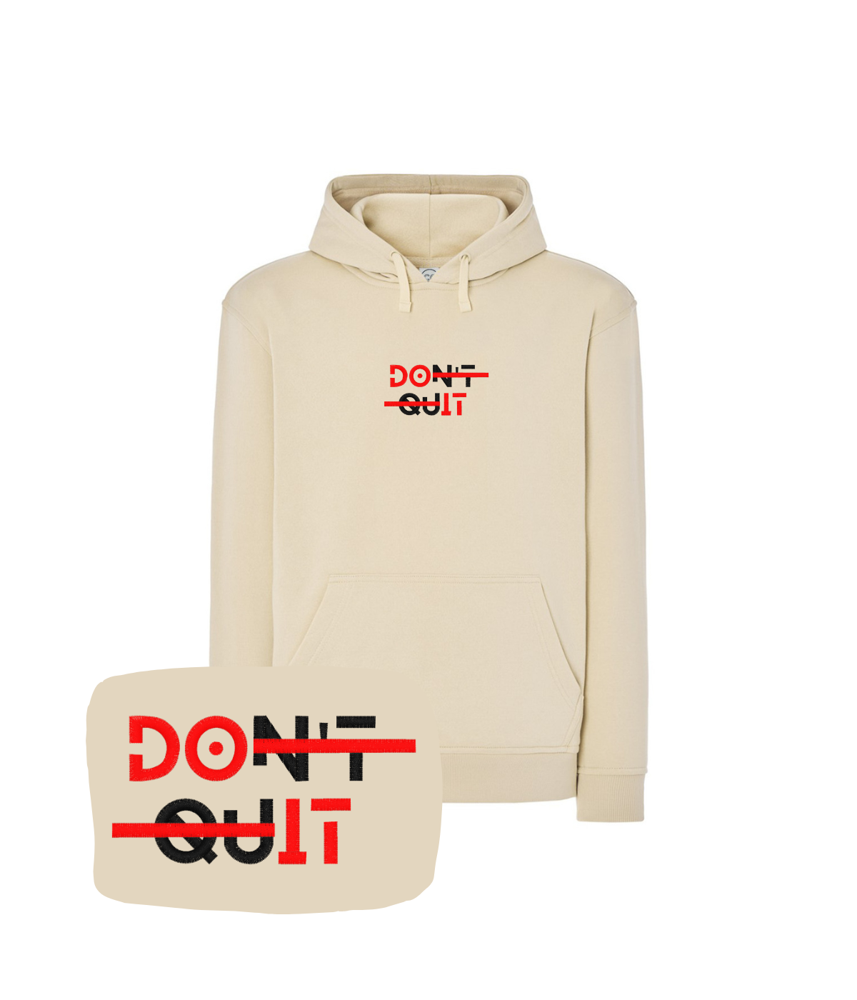 Beżowa bluza z haftem Don't Quit - wyjątkowy prezent z motywacją w każdym dniu