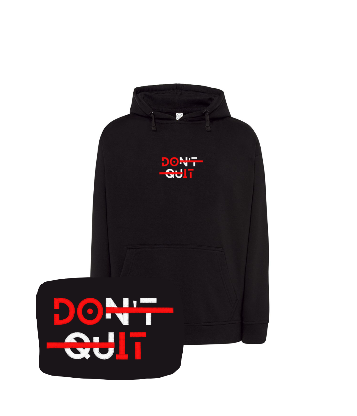 Czarna bluza z haftem Don't Quit - dla silnych duchem, którzy nie poddają się