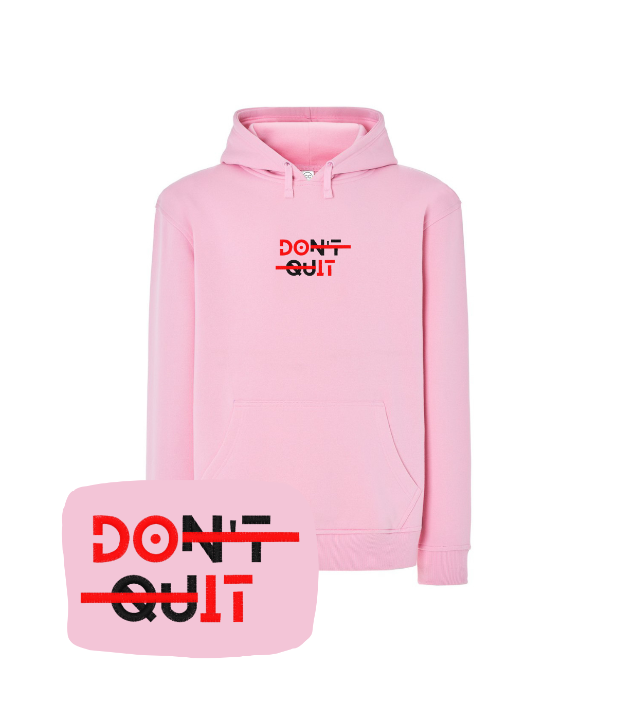 Różowa bluza z haftem motywacyjnym Don't Quit - dla zwiększenia motywacji na co dzień