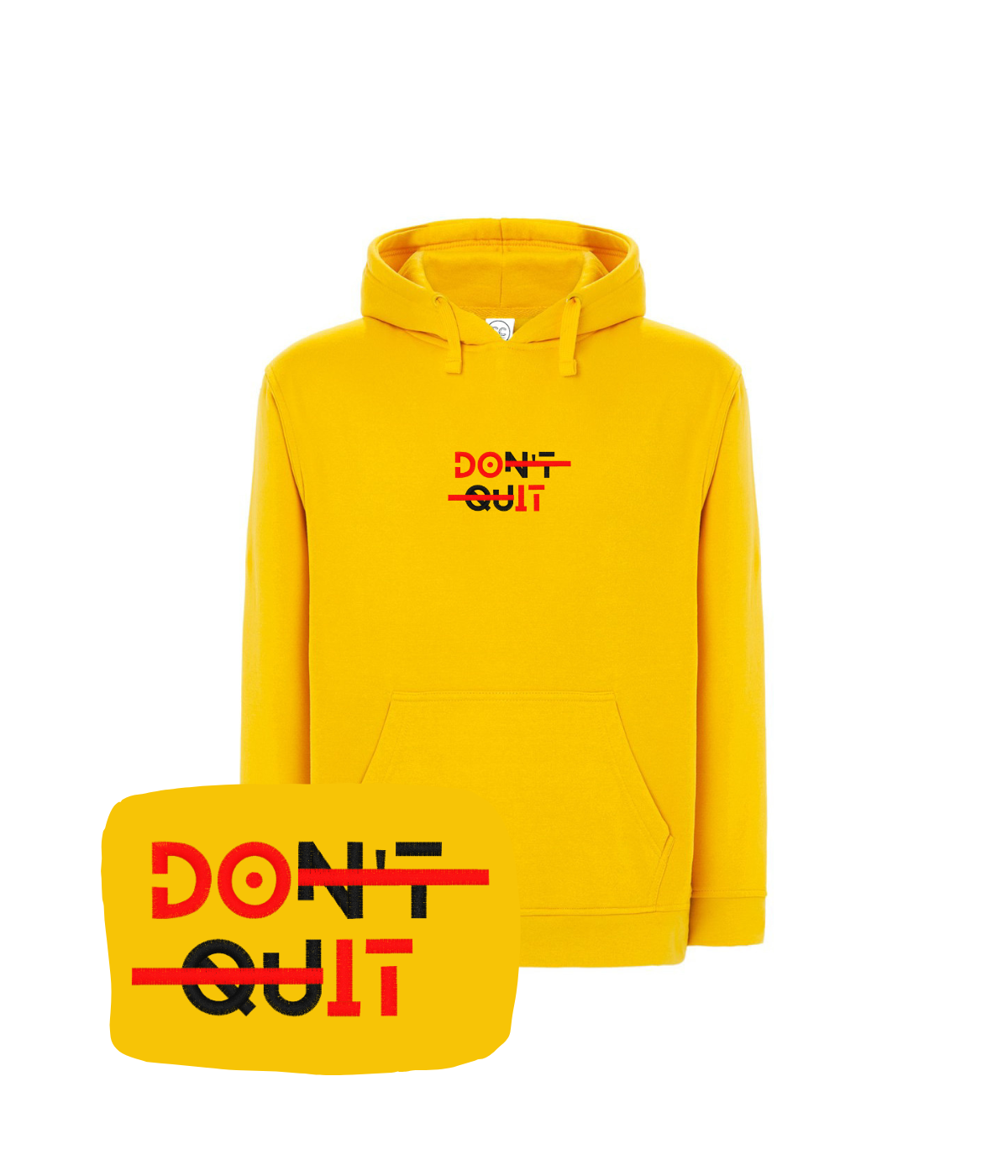 Żółta bluza z haftem motywacyjnym Don't Quit - idealny prezent dla przyjaciela