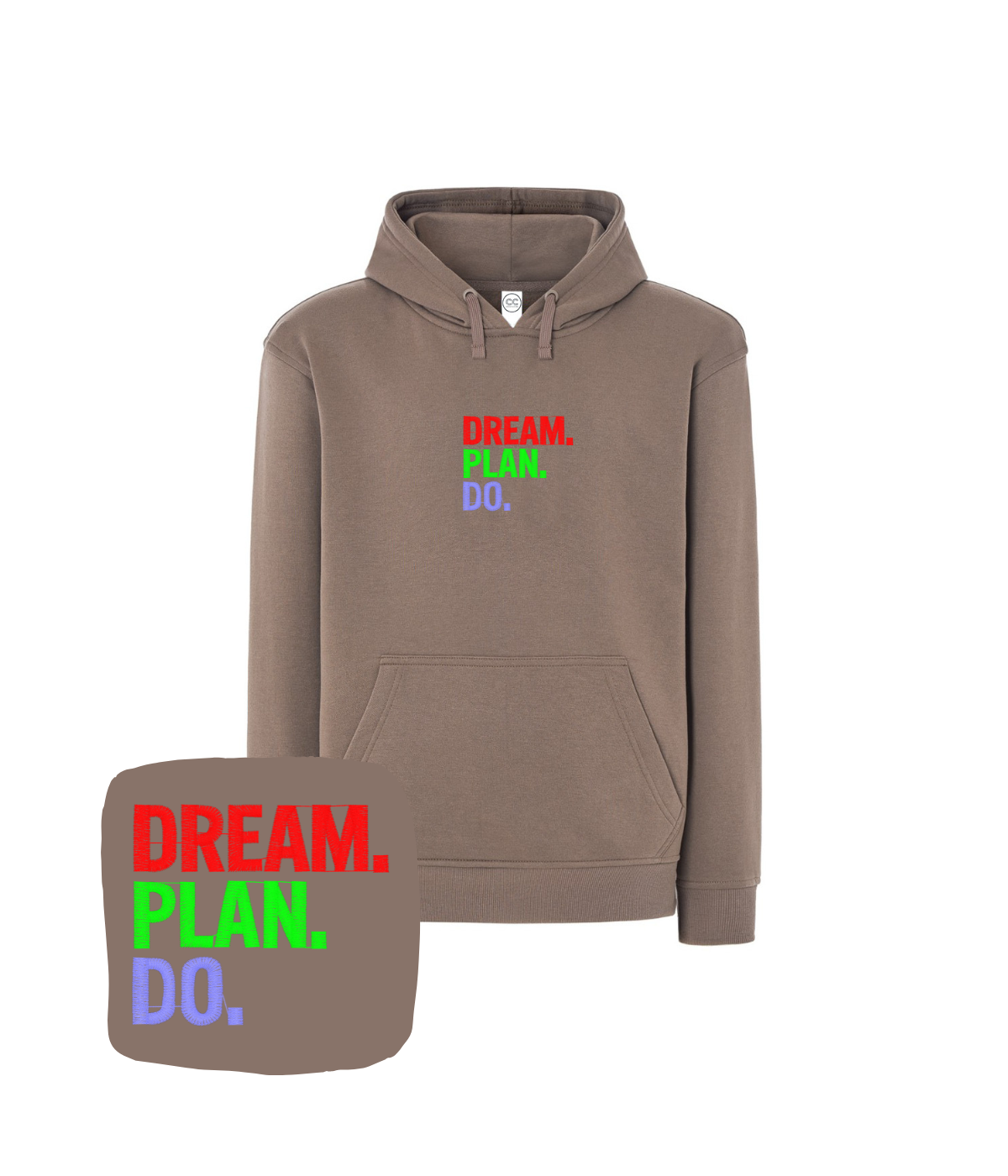 Beżowa bluza z haftem Dream Plan Do - motywacyjny prezent z haftem komputerowym na każdą okazję