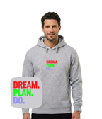 Szara bluza z kapturem z haftem Dream Plan Do - wyjątkowy prezent dla niej z haftem komputerowym