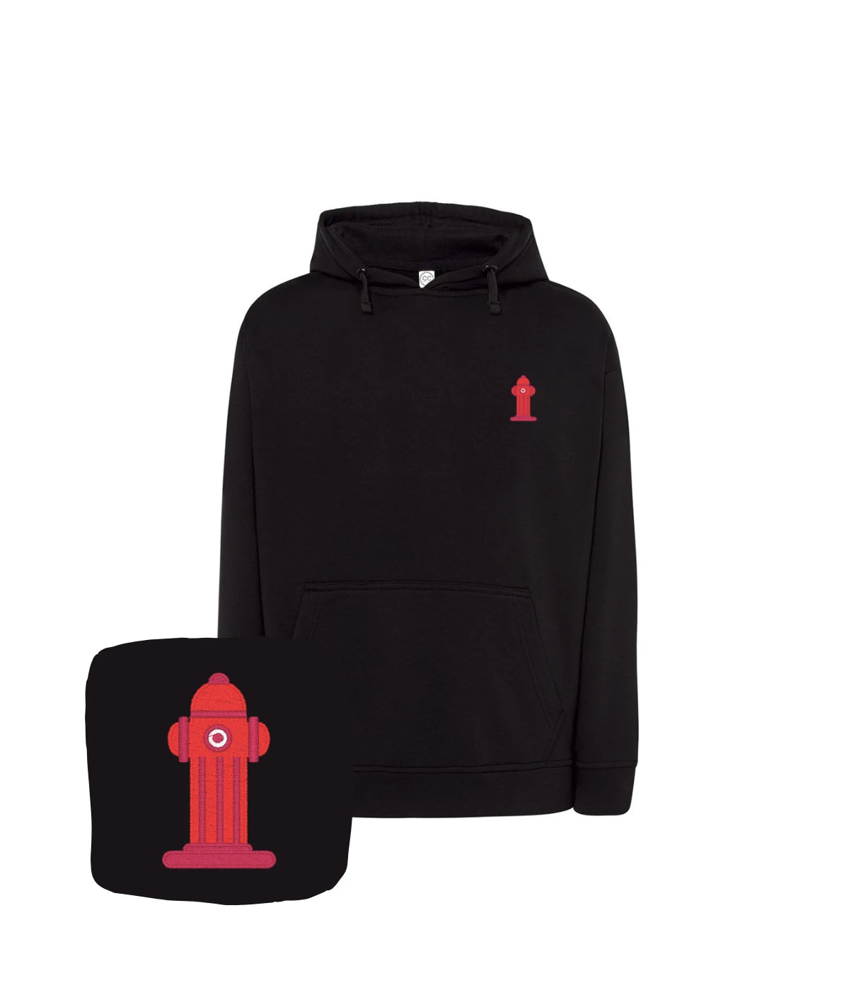 Czarna bluza z haftem hydrantu - elegancki prezent z haftem komputerowym