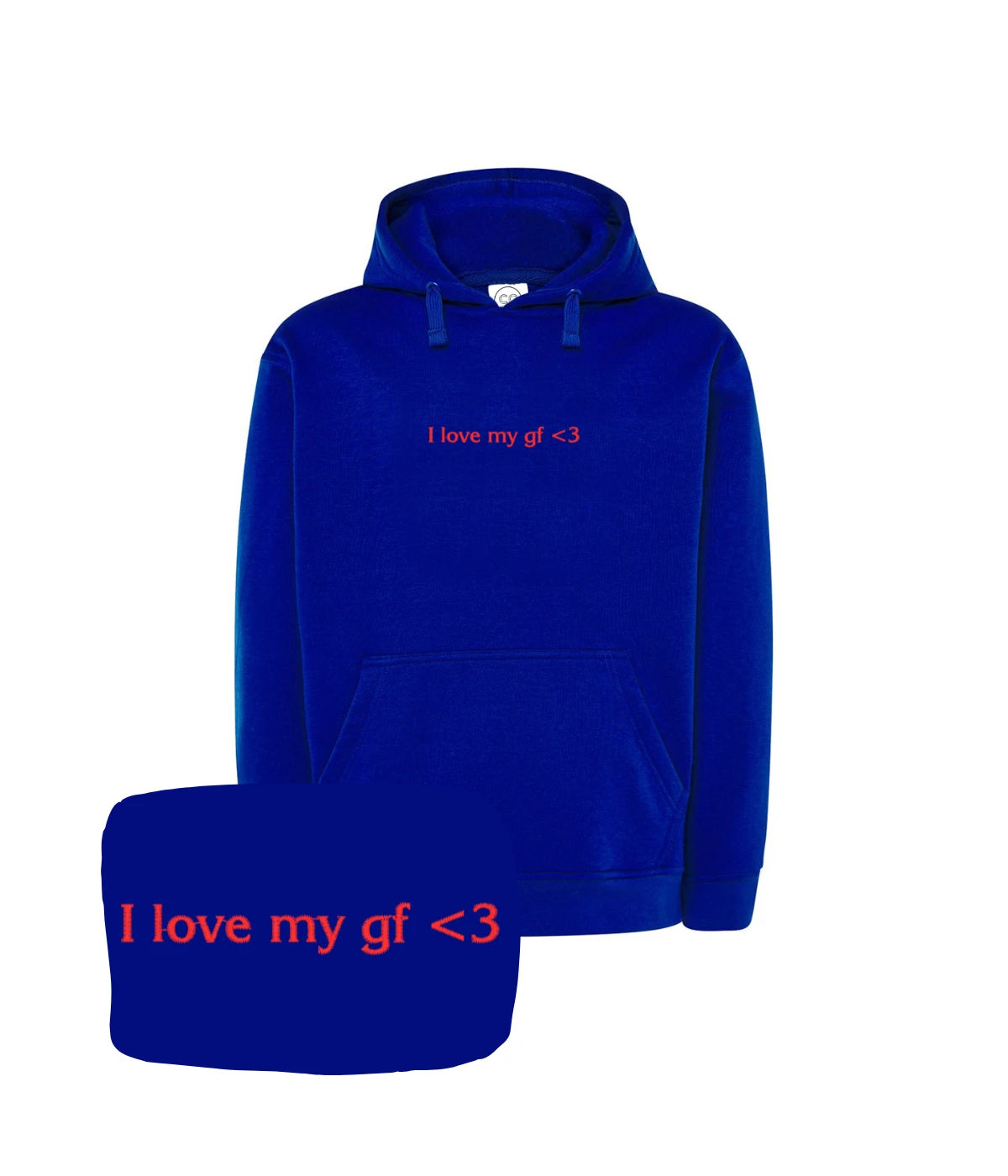 Granatowa bluza z haftem 'I love my gf <3', idealna na prezent dla chłopaka od dziewczyny, haft komputerowy.