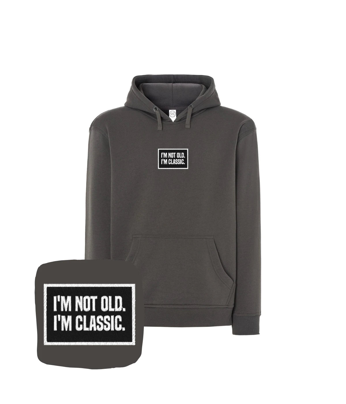 Anthracite bluza z haftem 'I’m Not Old. I’m Classic.'. Idealna jako prezent dla taty, haft komputerowy.