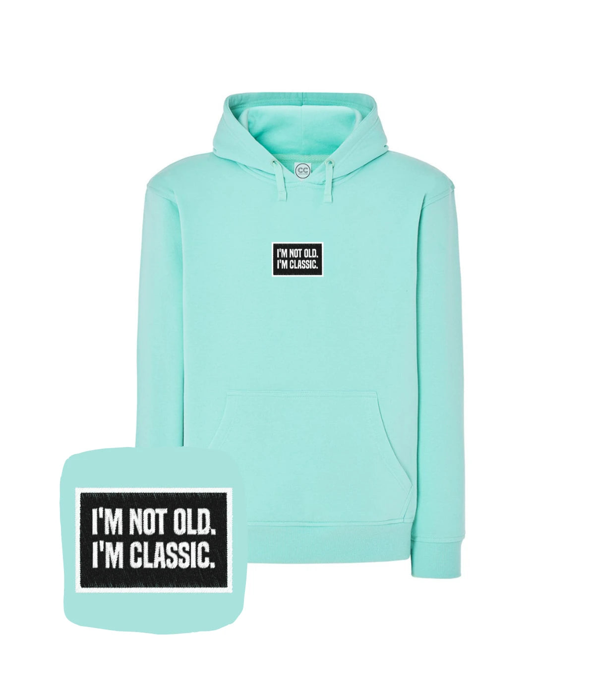Bordowa bluza z haftem 'I’m Not Old. I’m Classic.'. Idealna na prezent na emeryturę, haft komputerowy.