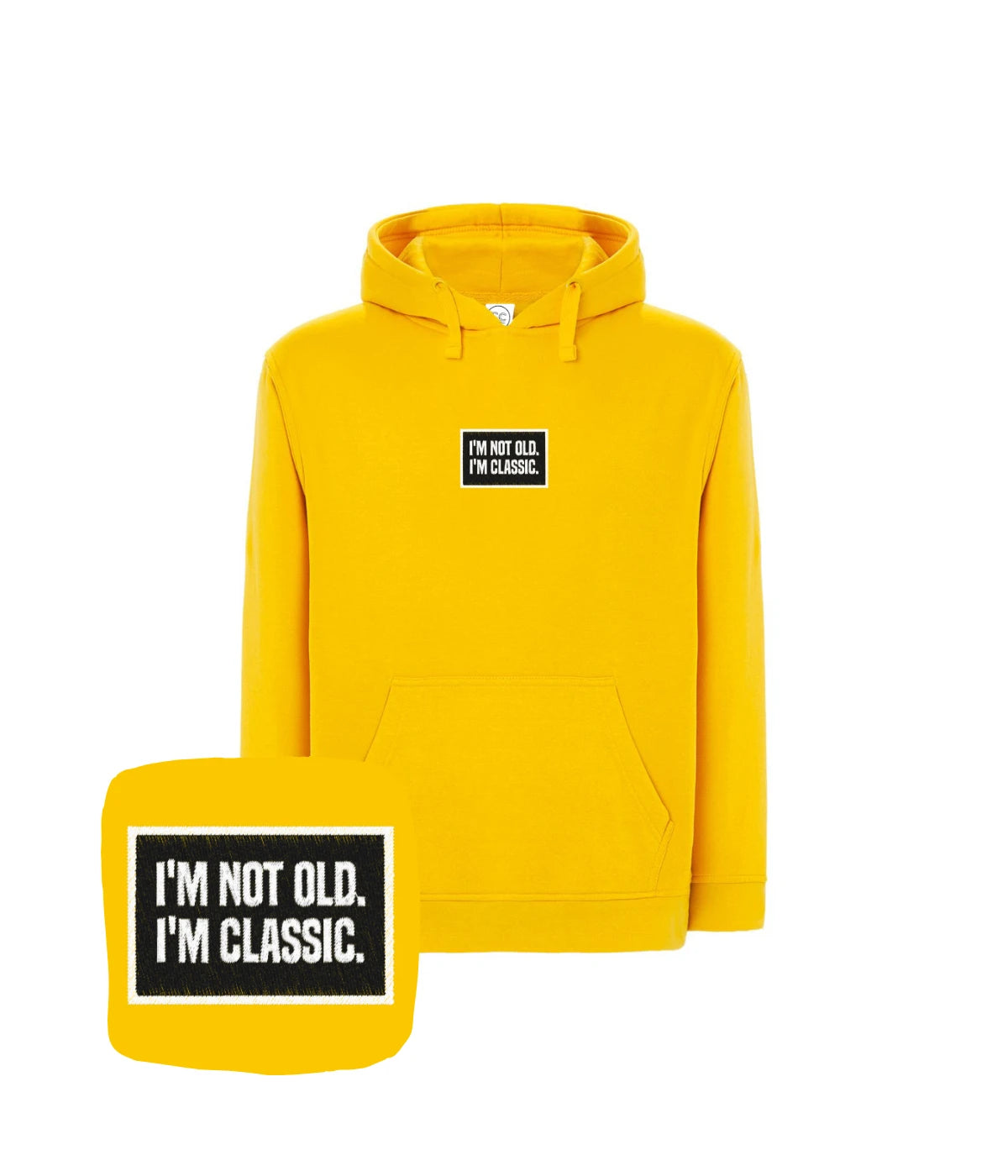 Bluza w kolorze cappuccino z haftem 'I’m Not Old. I’m Classic.'. Humorystyczny prezent, haft komputerowy.