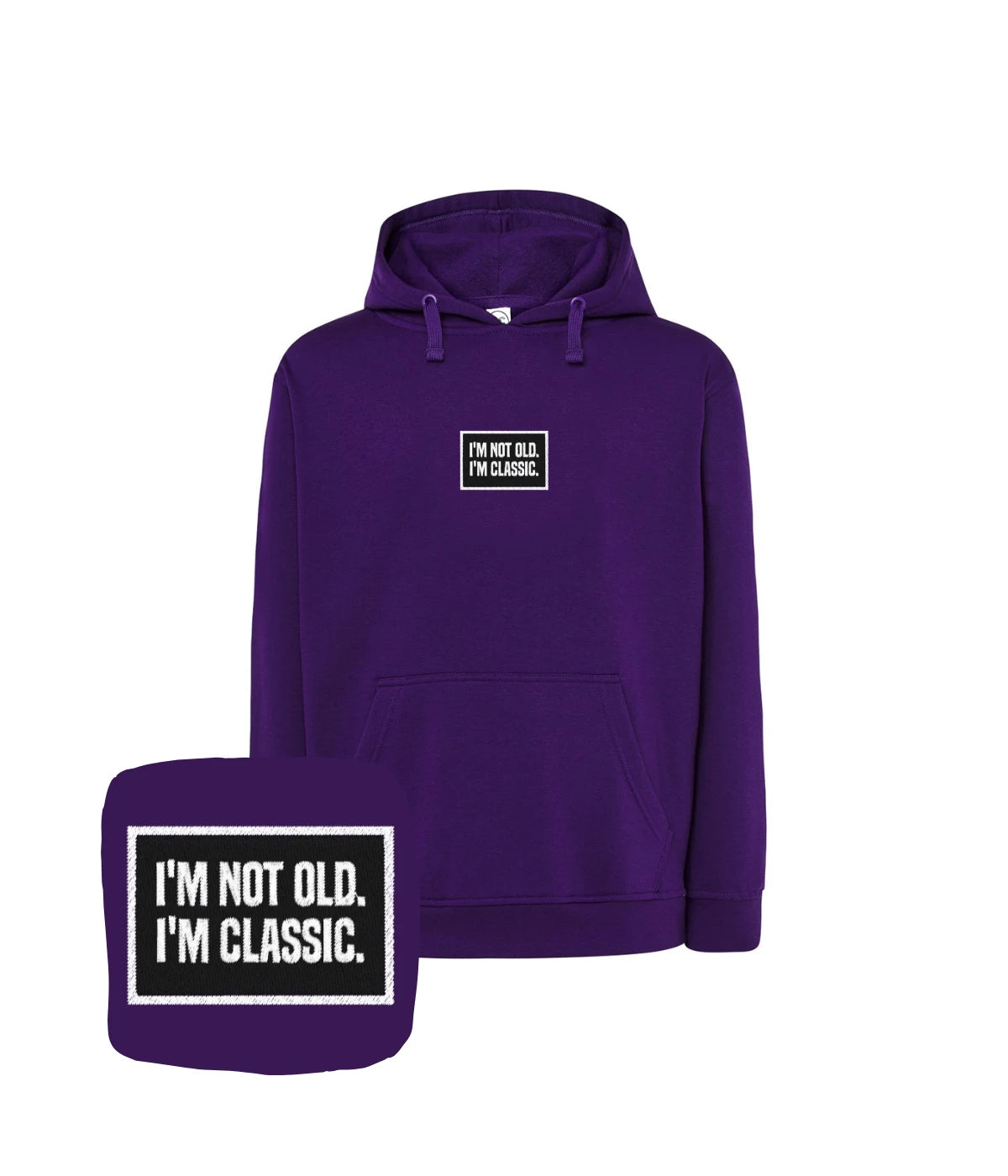 Czarna bluza z haftem 'I’m Not Old. I’m Classic.'. Świetna na prezent dla znajomego, haft komputerowy.