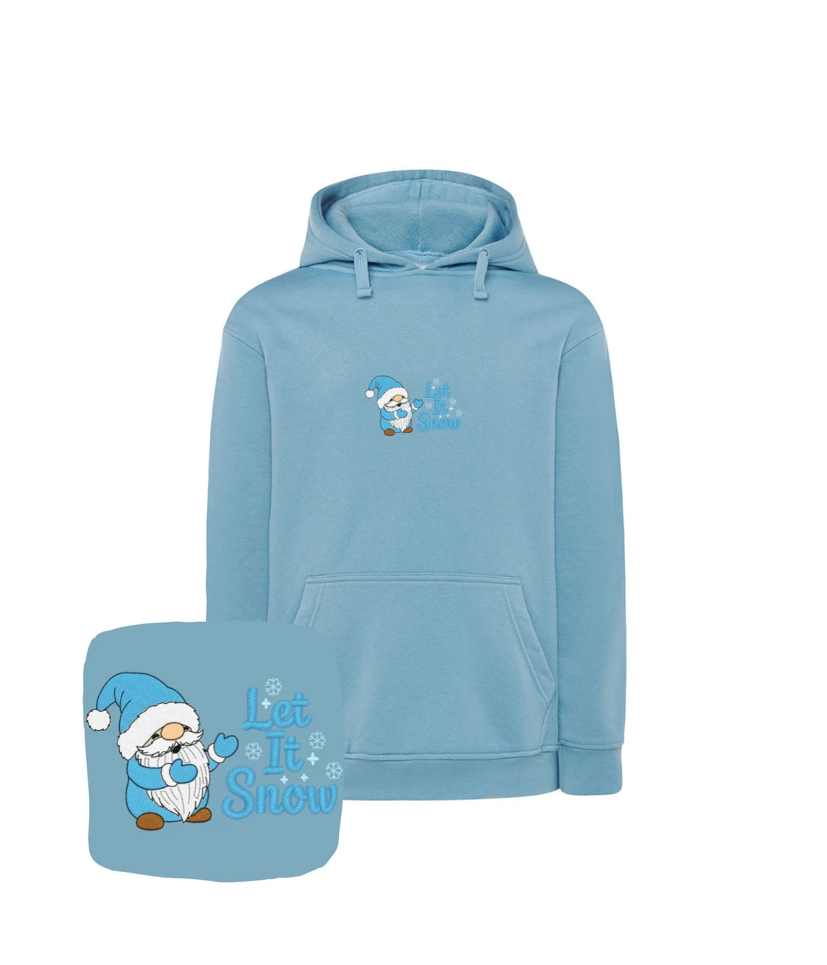 Jasnoniebieska bluza z haftem Let It Snow - idealny prezent z humorem haft komputerowy