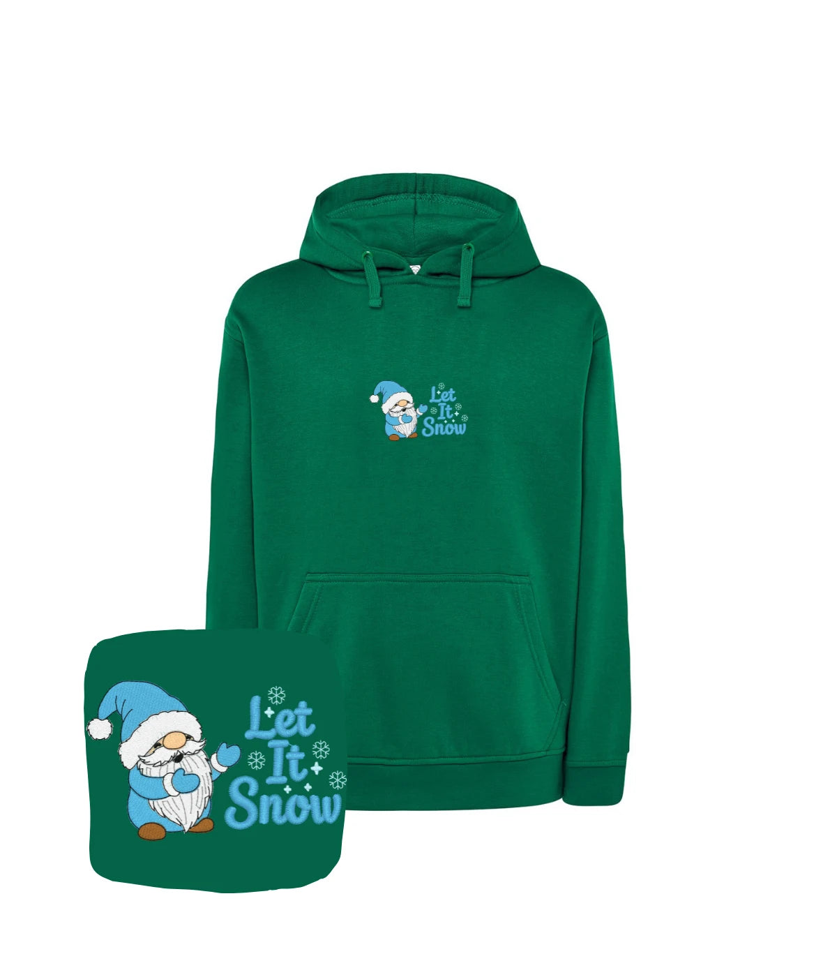 Ciemnozielona bluza z haftem Let It Snow - oryginalny prezent z humorem, haft komputerowy