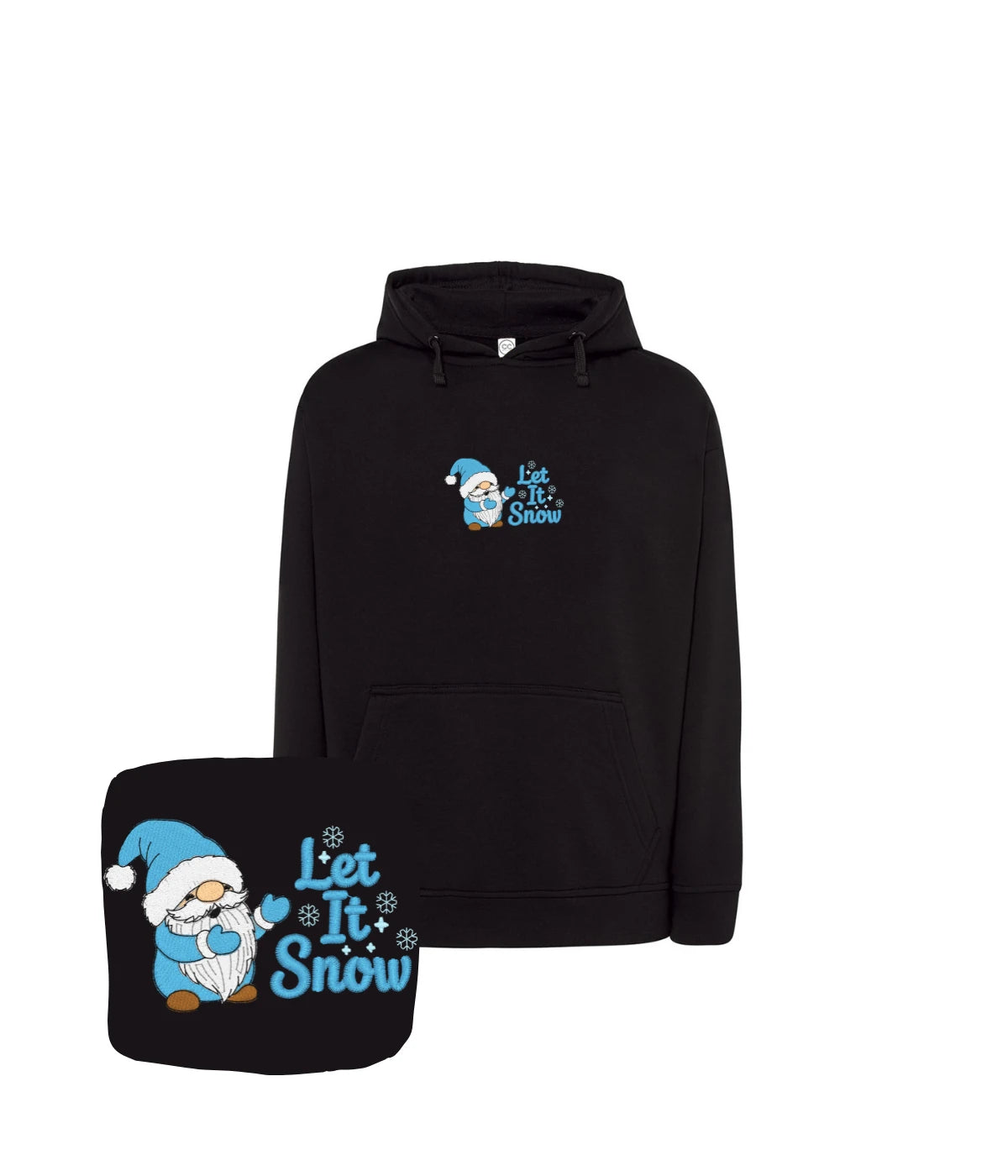 Czarna bluza z haftem Let It Snow w stylu humorystycznym - haft komputerowy z humorem na prezent