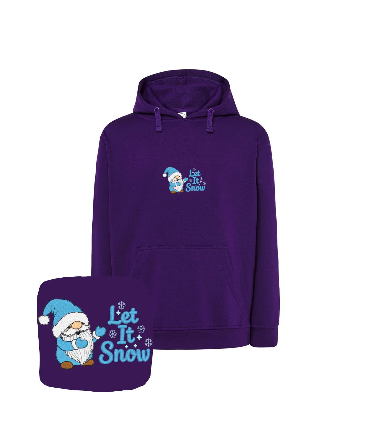 Fioletowa bluza z haftem Let It Snow, idealny prezent dla kolegi z humorem - haft komputerowy