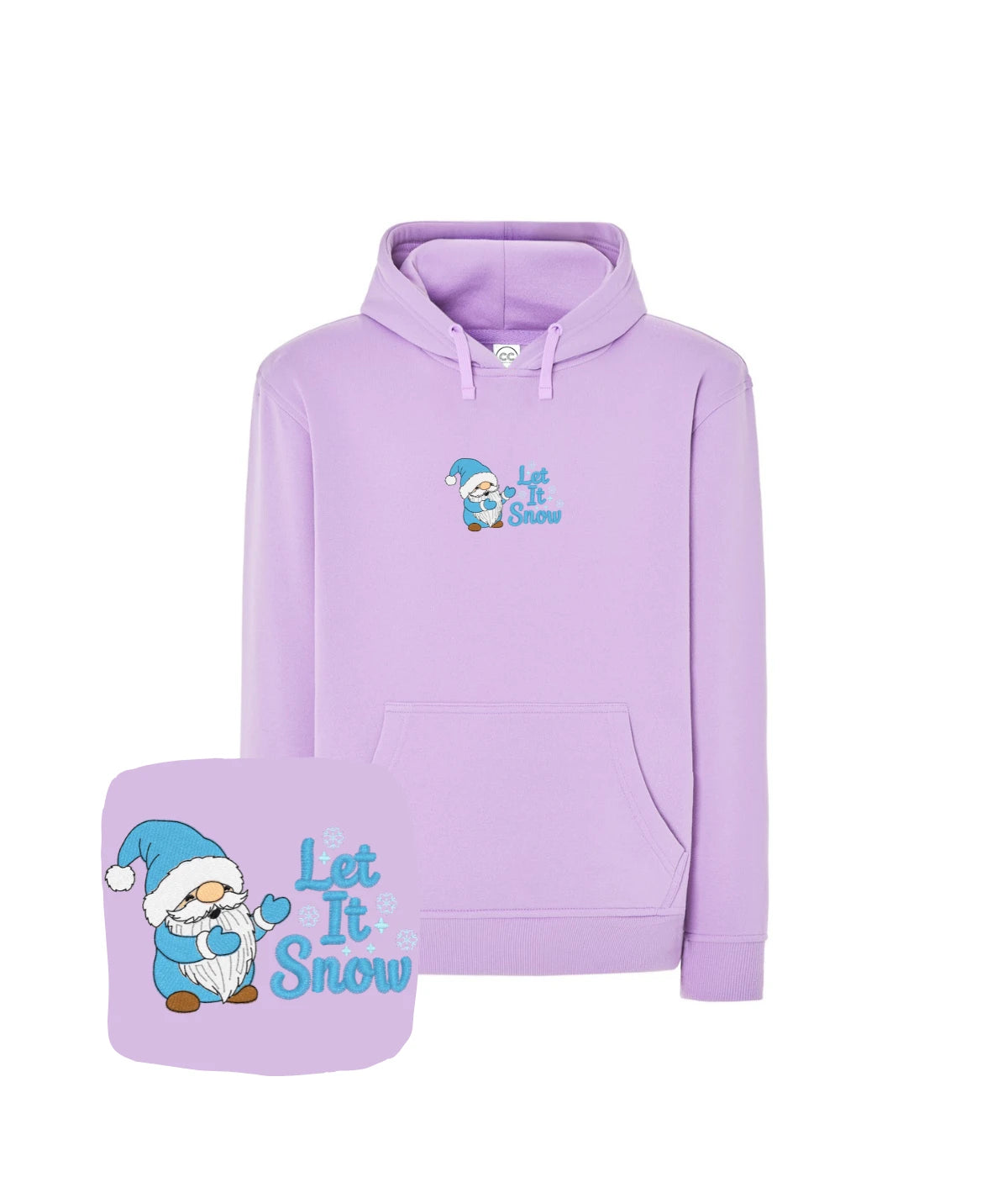 Liliowa bluza z haftem Let It Snow w stylu humorystycznym - idealna na prezent