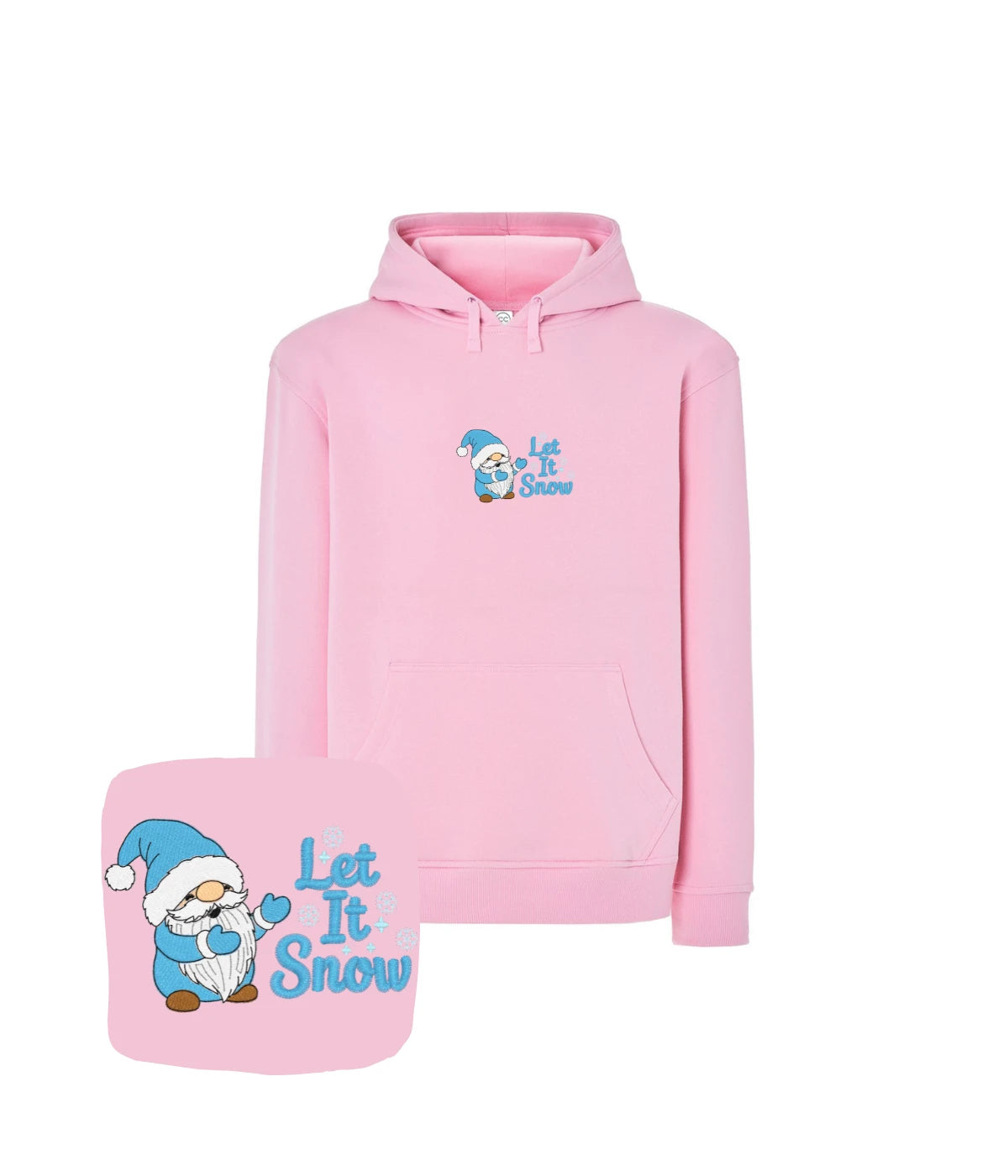 Różowa bluza z haftem Let It Snow, uroczy prezent dla niej - haft komputerowy od 1 sztuki