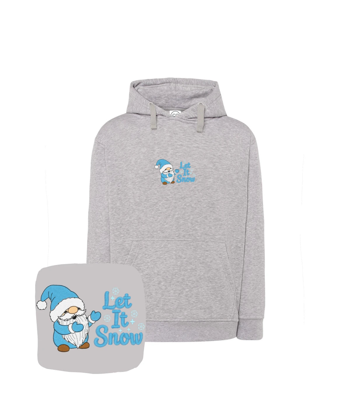 Szara bluza z haftem Let It Snow - idealna koszulka z humorem, haft komputerowy od 1 sztuki