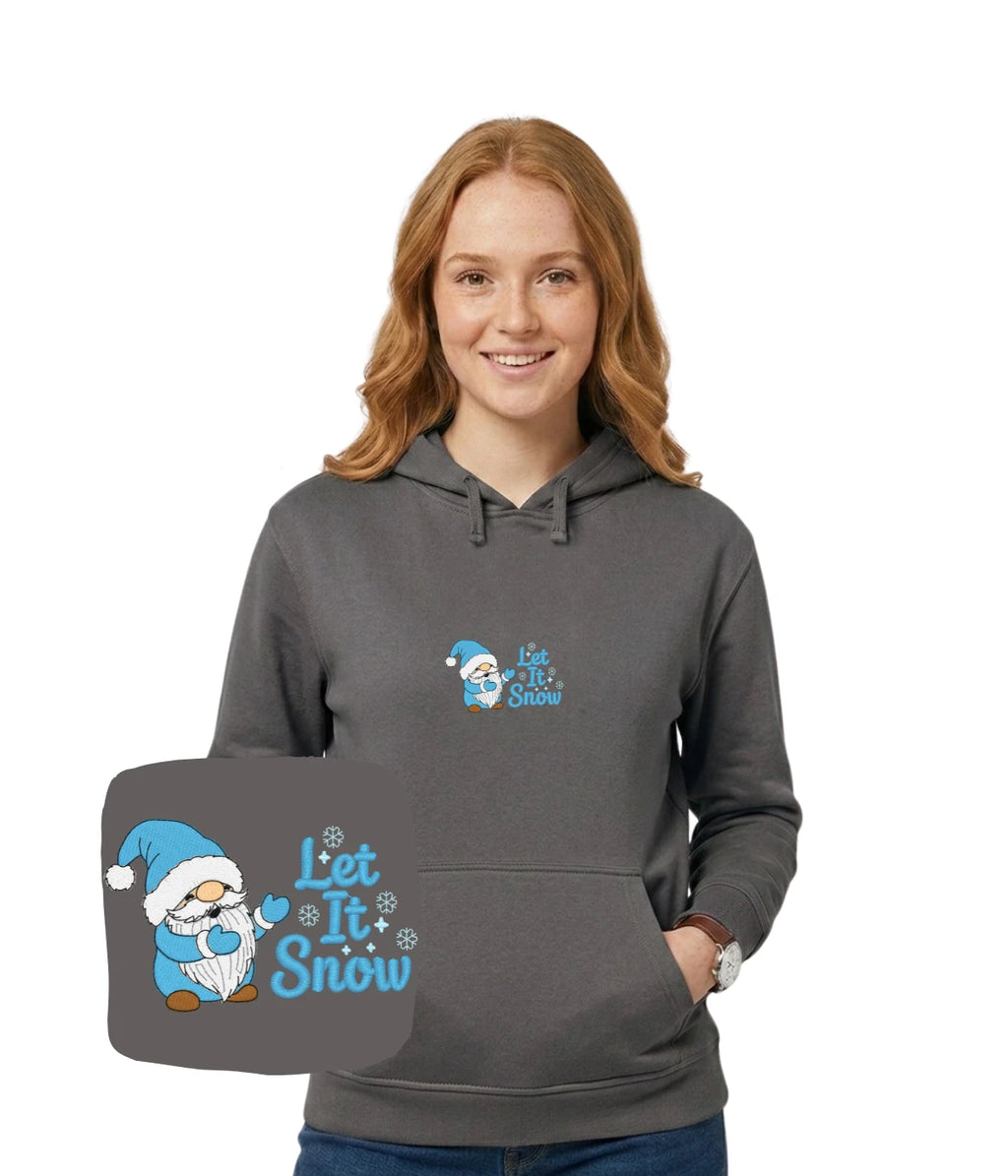 Szara bluza z haftem Let It Snow, idealny prezent z humorem - haft dla niej, haft komputerowy od 1 sztuki