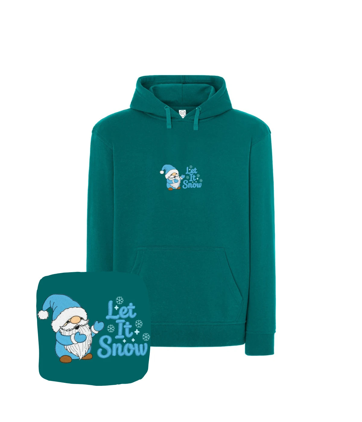 Teal bluza z haftem Let It Snow, idealna śmieszna bluza z haftem na każdą okazję - haft komputerowy