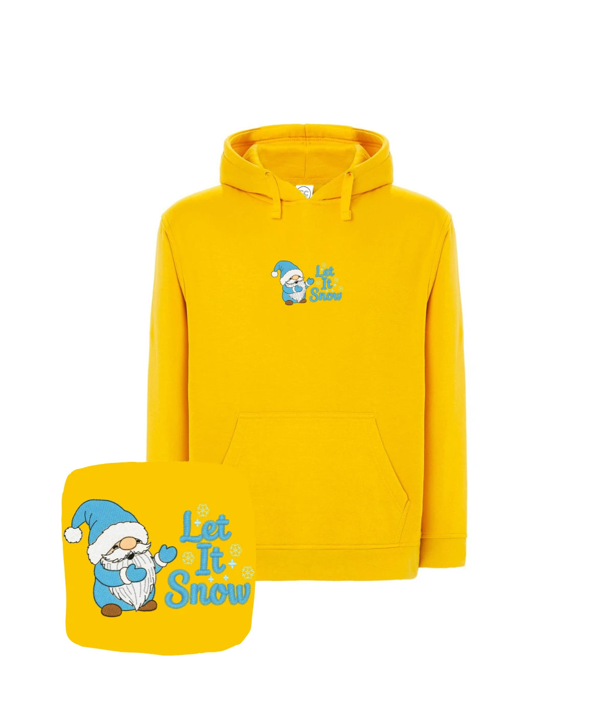 Żółta bluza z haftem Let It Snow w stylu humorystycznym - śmieszna koszulka z haftem na prezent