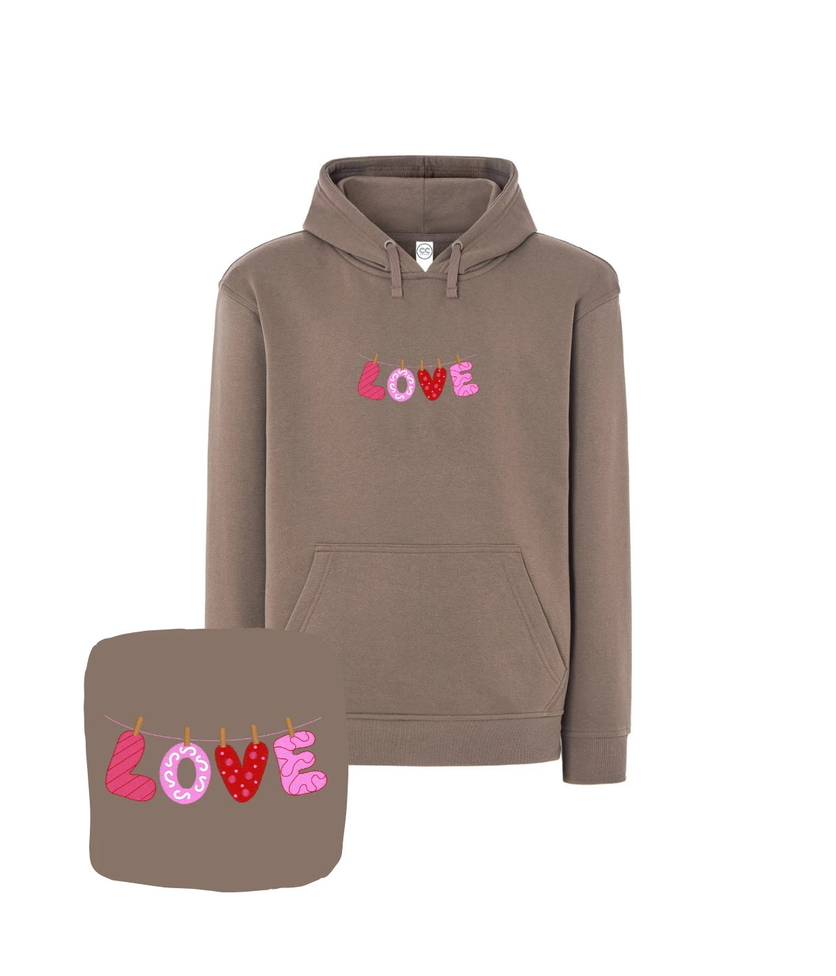 Bluza w kolorze cappuccino z haftem LOVE - idealna dla zakochanych, haft komputerowy o wyjątkowym uroku.