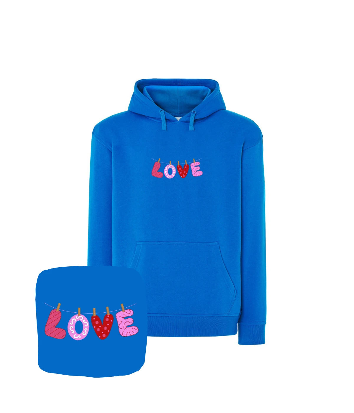Jasnoniebieska bluza z haftem LOVE - idealna dla niej, haft komputerowy o romantycznym charakterze.