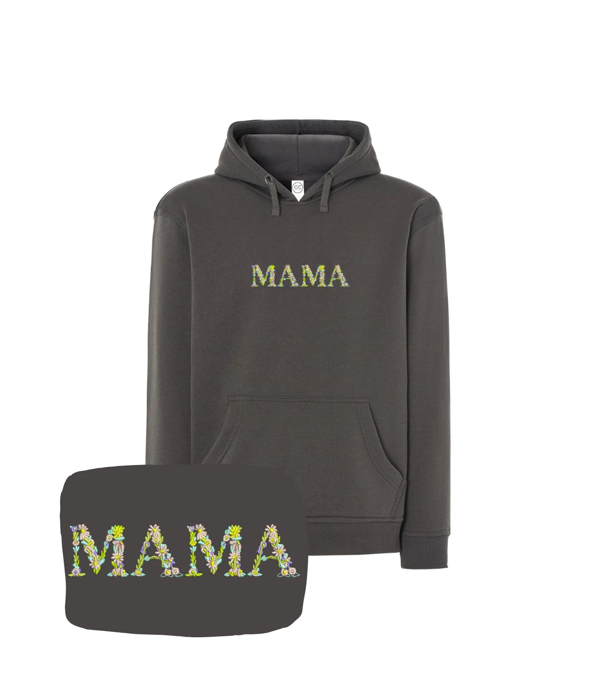 Ciemnobrązowa bluza z haftem MAMA wykonanym z kwiatów, perfekcyjny prezent dla mamy.