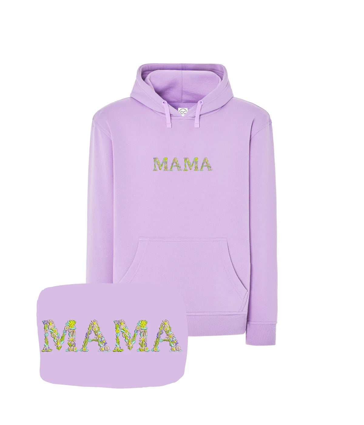 Lawendowa bluza z haftem kwiatowym MAMA, idealna na prezent dla mamy.