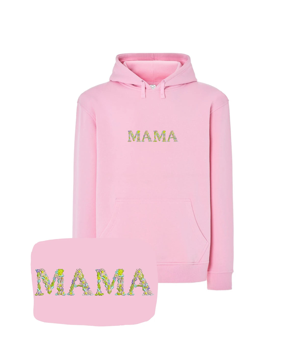 Różowa bluza z haftem MAMA z kwiatów, idealna na prezent dla mamy z haftem komputerowym.