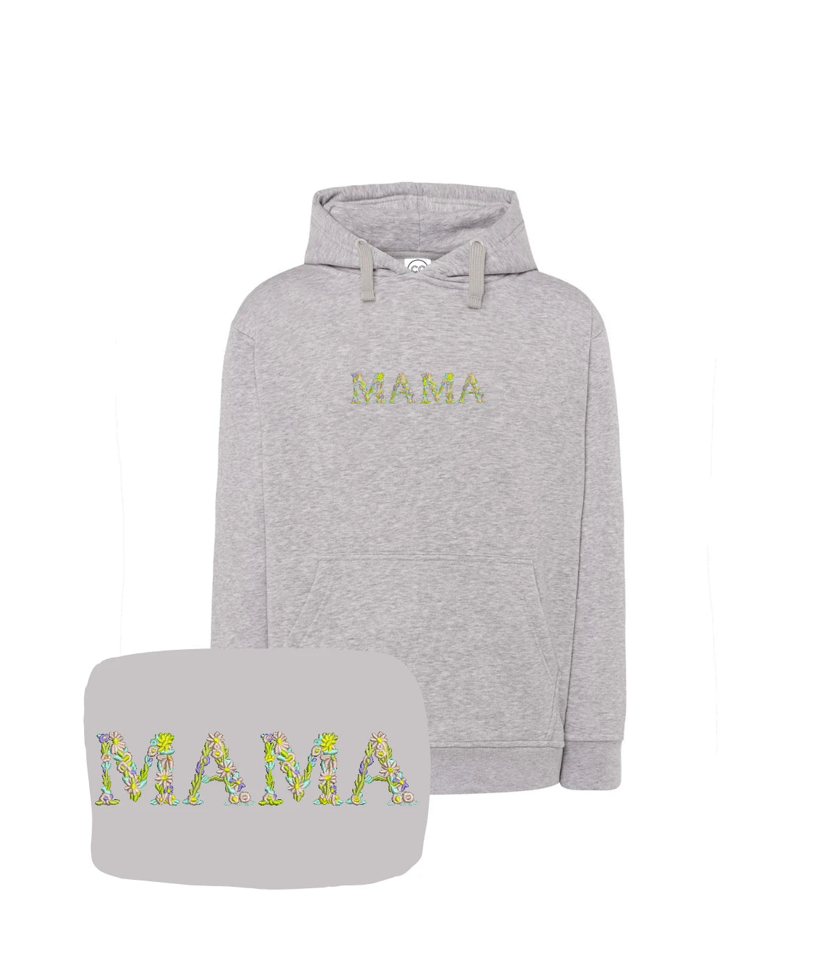 Szara bluza z haftem MAMA z kwiatowym wzorem - idealny prezent dla mamy.