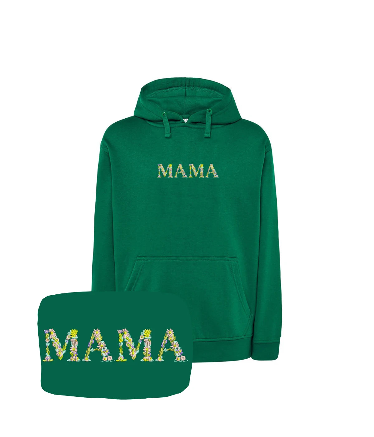 Zielona bluza z haftem MAMA z kwiatów - doskonały prezent na Dzień Matki.